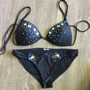 Miss Me Rhinestone Bikini Swim Rare!